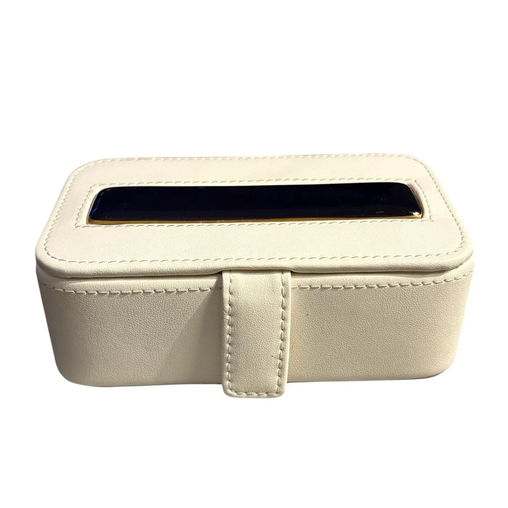 Limoges France Chamart Travel Jewelry‎ Box Holder Vintage Porcelain Tile Accent